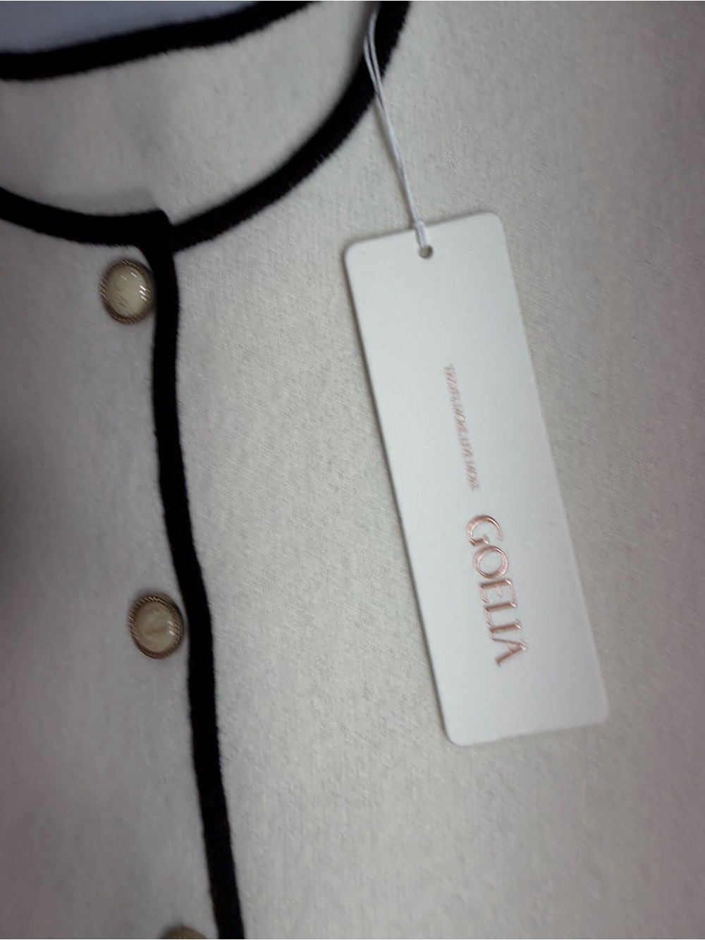 Cream Knit Sweater with Black Trim - Picture 4 of 10